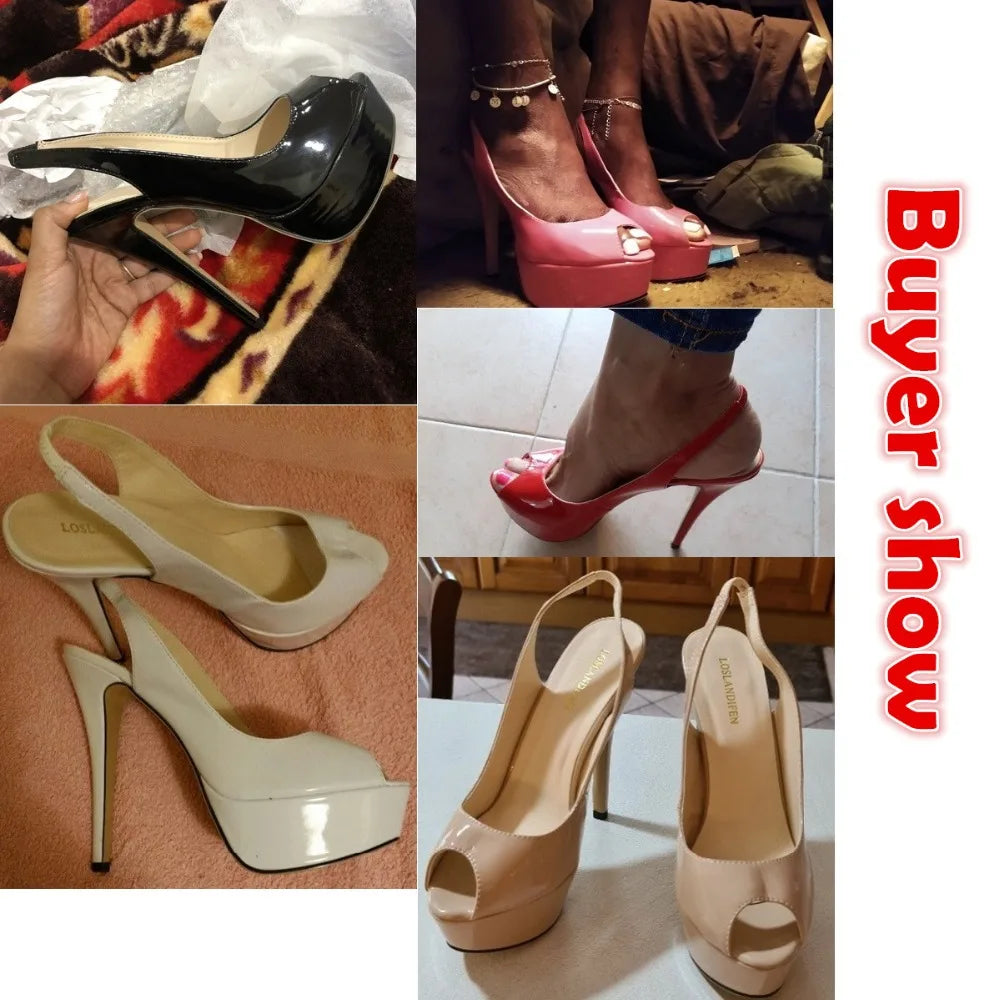 Women Sexy Pumps Stilettos 14CM Platform Super High Heels Open Toe Sandals Gladiator Party Dress Wedding Shoes Large Size 43